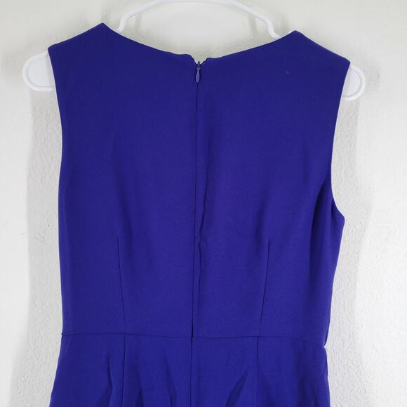 Ivanka Trump Dress Womens Sz 2 Blue with Gold Hardware Pleat Front Office Party - Picture 6 of 11